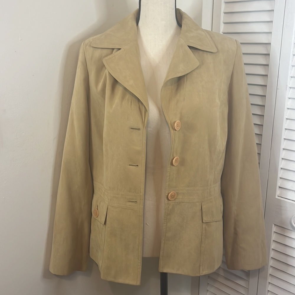 Josephine Tan Faux Suede Riding Jacket.  Size 10